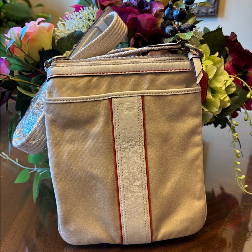 Coach Cream and Red Crossbody Bag